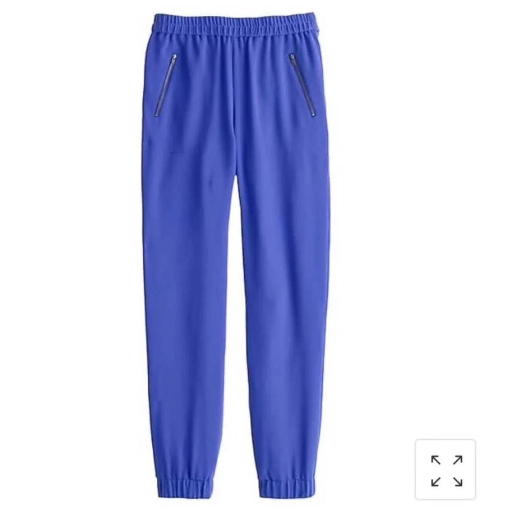 J.‎ Crew Royal Blue Jogger Pants Elastic Waist Zipper Pockets Women's Size 4